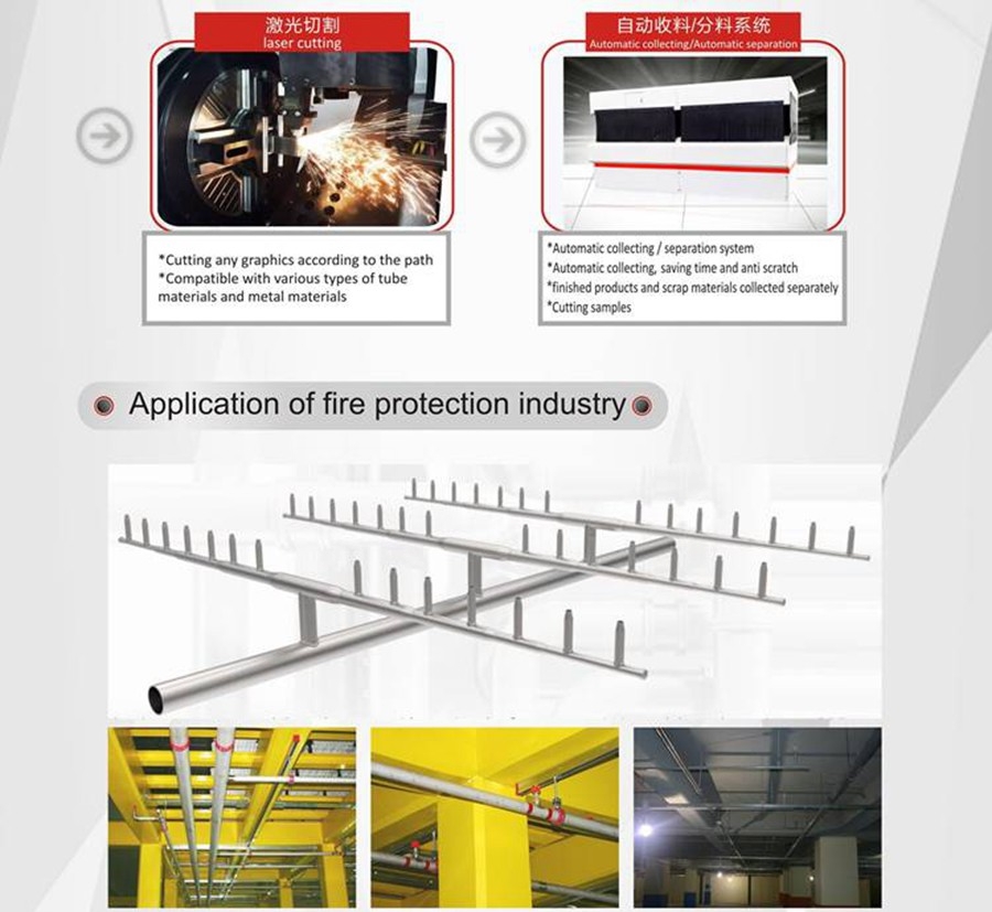 laser tube cutting for fire pipeline